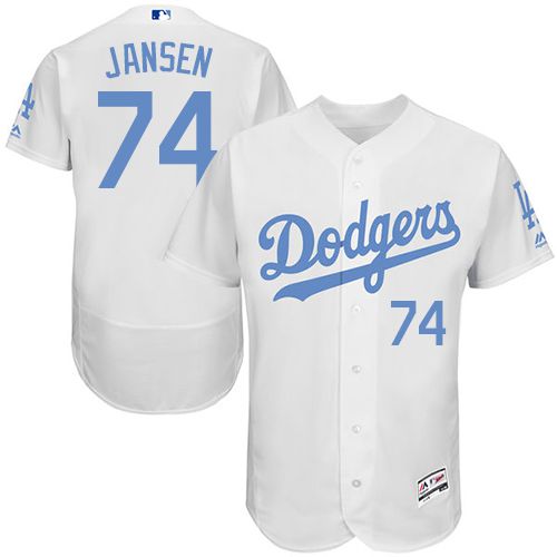Dodgers #74 Kenley Jansen White Flexbase Authentic Collection Father's Day Stitched MLB Jersey - Click Image to Close